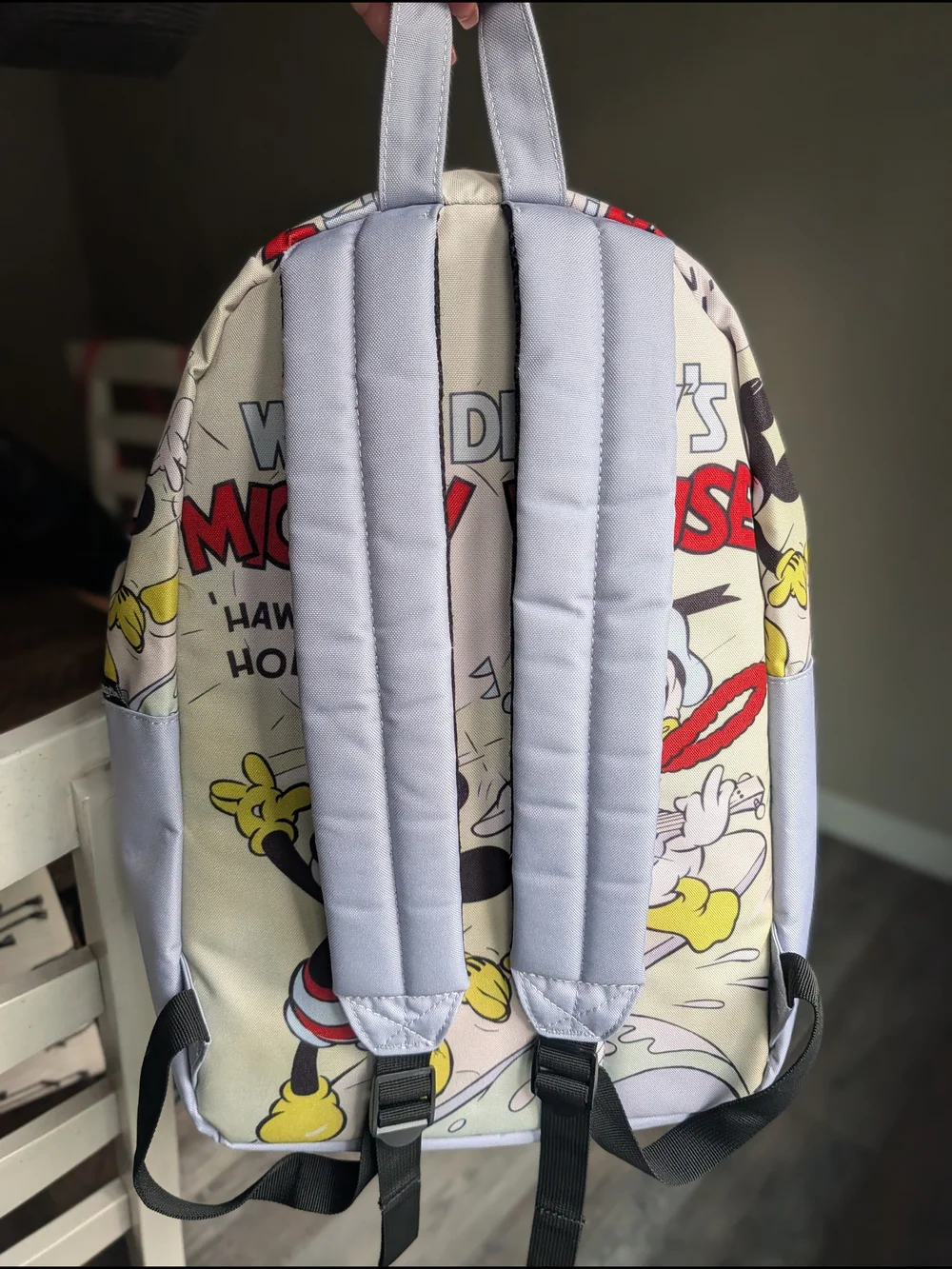 Disney Mickey Mouse & Friends Graphic Backpack in Light Blue, Cream, Red, Yellow